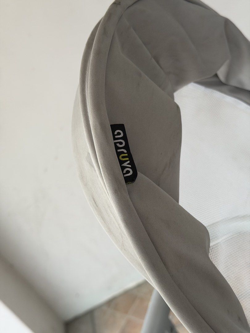 Aprica Stroller (Category: Strollers) located in Quezon City. Submitted by annocampo (Listing ID 1428607533, Image 3). Description: Aprica stroller in gray. Features a sunshade, mesh backrest, and a storage basket. Includes a toy. The handle is adjustable..