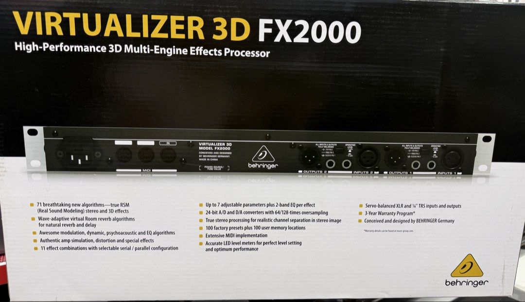 Behringer Virtualizer 3D FX2000 Effects Processor (Category: Other Audio Equipment) located in Singapore. Submitted by djmusicshop (Listing ID 1428673204, Image 2). Description: Brand new with warranty .