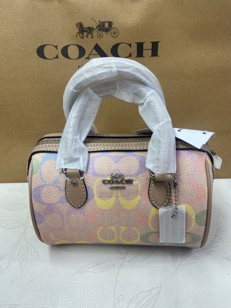 Coach Signature Pastel Collection (Category: Luxury Bags & Wallets) located in Manila. Submitted by authenticbagswatchesco (Listing ID 1428659715, Image 2). Description: 💛💙💚🩷💜🤎🩵❤️ Authentic couch Bags with complete inclusion individuals 3,600-bucket💛 3,600-mini Rowan💙 3,500-TOTE💚 3,300-TERI🩷 3,000-nolita💜 2,299-WALLET🤎 1,950-Zipcard❣️ 2,299-WRISTLET🩶 with shipping fee via LBC COD Collection of Coach bags in a pastel signature patter