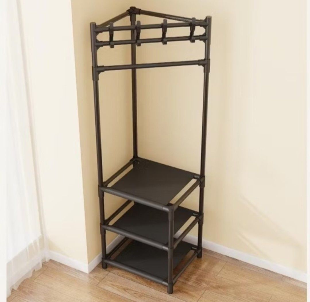 Corner Storage Rack with Clothes Rack | Multi Purpose Organizer | Space ...