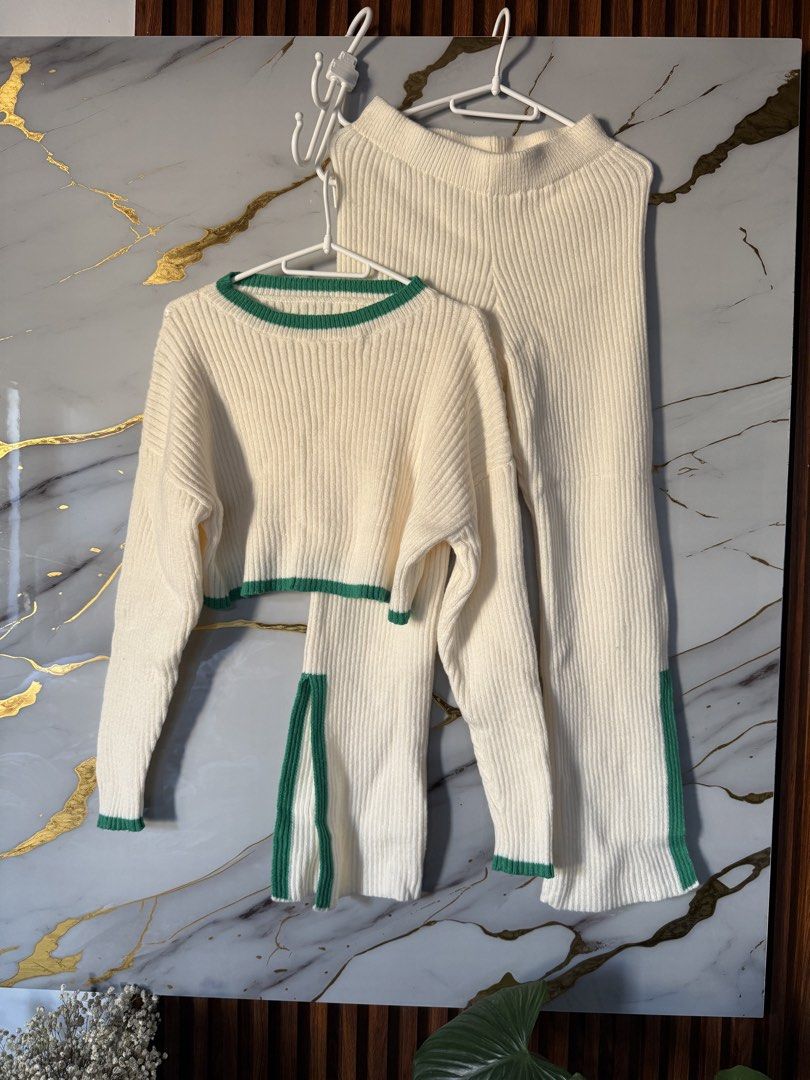 Cream Knit Sweater and Pants Set (Category: Sets or Coordinates) located in Marikina City. Submitted by declutter_keni24 (Listing ID 1428696704, Image 1). Description: With fit s-m Stretch fabric Bought this in Shein Japan very premium yung quality ng tela Used once for photoshoot lng Minor issue I think sa hanger🥲 Pm for ww .