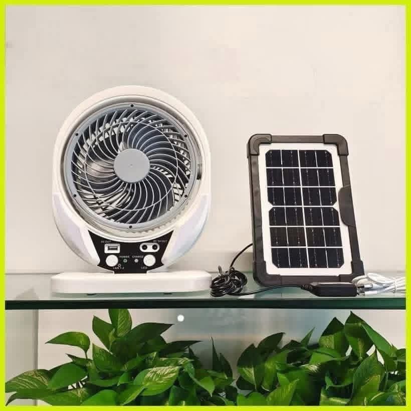 Crownstar 8-inch Rechargeable Mini Fan with LED (Category: Fans) located in Manila. Submitted by paul1720 (Listing ID 1428636099, Image 2). Description: 8 Inch Grownstar GD8031 Solar fan built-in battery large wind quiet portable outdoor camping table fan with Solar Panel and Light bulb 🌟🌟 🌟 8 Inch.