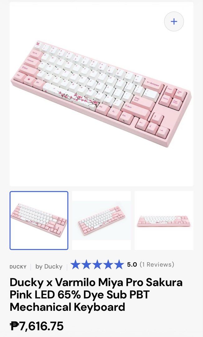 Ducky x Varmilo Miya Pro Sakura Pink Keyboard (Category: Computer Keyboard) located in Aloran. Submitted by essells (Listing ID 1428778241, Image 3). Description: Ducky x Varmilo Miya Pro Sakura Pink Keyboard - i had a keyboard hoarder phase so i bought this back when they were collecting sign ups - used only a couple of times since i do have other ones - will be shipping everything seen in the photos - pretty rare these days already/mostly out o
