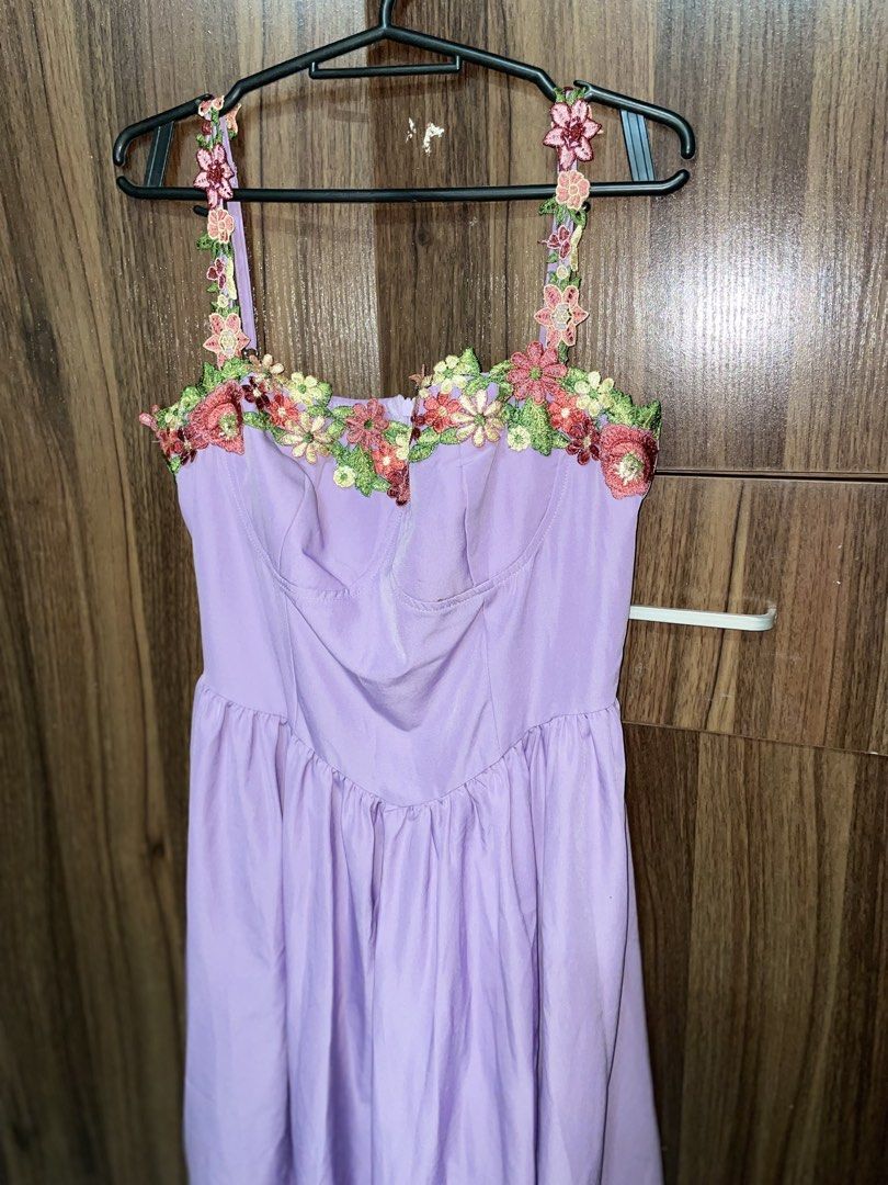 Floral Strap Lavender Dress (Category: Dresses) located in Marikina City. Submitted by declutter_2026 (Listing ID 1428734348, Image 1). Description: Used only twice, can fit medium to lrge or 28 - 30 waistline.