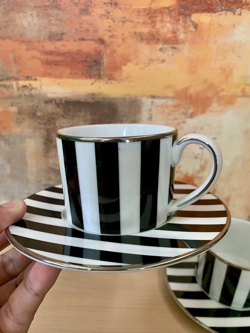 Francfranc Black and White Striped Coffee Cup Set (Category: Coffee & Tea Tableware) located in Tandag. Submitted by jeason_22 (Listing ID 1428638945, Image 3). Description: Stylish Black & White Cup & Saucer Set ✨ Add a touch of modern elegance to your coffee moments with this chic set from Francfranc ☕🖤🤍 ✔️ Minimalist striped design✔️ High-quality ceramic✔️ Perfect for coffee, tea, or display✔️ Great condition – no chips or cracks 💰 Price: ₱