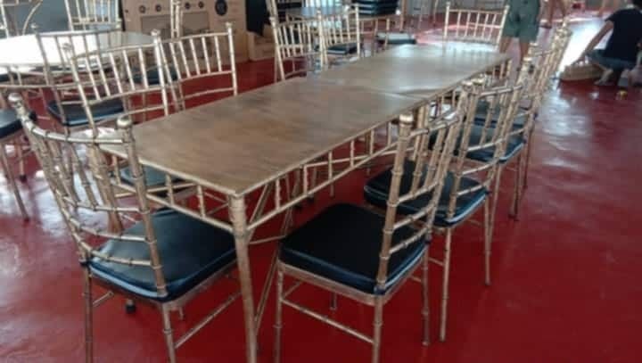Gold Banquet Chairs (Category: Chairs) located in Manila. Submitted by aicabebe05 (Listing ID 1428644036, Image 3). Description: Elegant gold banquet chairs, perfect for events and gatherings. These chairs feature a stylish design and are suitable for various occasions. They are stackable for easy storage and transport. Ideal for weddings, parties, or any event needing sophisticated seating..