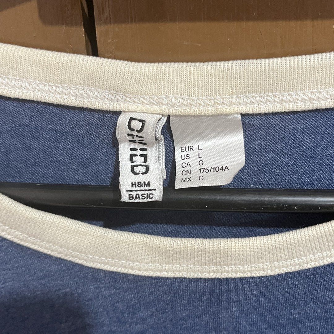 H&M Basic Ringer Tee (Category: Shirts) located in Rodriguez. Submitted by decluttrey (Listing ID 1428760058, Image 3). Description: Features a classic ringer design with white trim. Bought this impulsively in 2018 lols! Size Large (L) but can fit S-M Still nego.