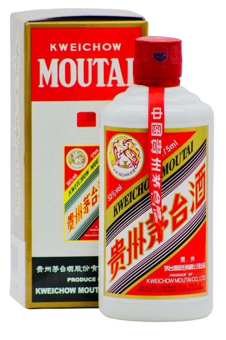 Kweichow Moutai Liquor SALE! (Category: Beverages) located in Mandaluyong City. Submitted by mskitty_02 (Listing ID 1428687788, Image 1). Description: Kweichow Moutai liquor. The bottle has a red cap and a red ribbon. The box is red and white with gold accents. It has a 50% alcohol content. The bottle contains 15ml of liquor. Produced by Kweichow Moutai Co. Ltd..