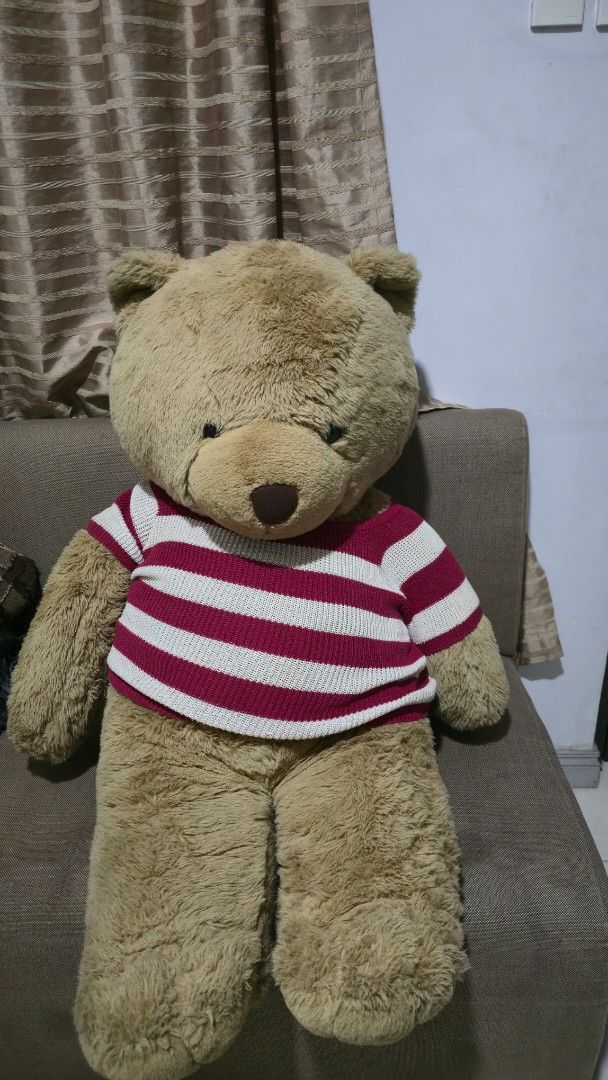 Large Teddy Bear with Striped Shirt (Category: Plushies & Soft Toys) located in Las Pinas. Submitted by draco34857 (Listing ID 1428787819, Image 2). Description: Lightly used big stuffed teddy bear in prestine condition. Bag also included..