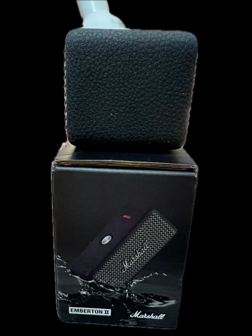 Marshall Emberton II Bluetooth Speaker (Category: Soundbars, Speakers & Amplifiers) located in San Mateo. Submitted by declutter_with_me_now (Listing ID 1428708508, Image 2). Description: Marshall Emberton II is a compact portable speaker with a loud, rich, and vibrant sound. It boasts 30+ hours of playtime and true stereophonic sound. The speaker is dust and water-resistant. It features Bluetooth connectivity and is in Black and Steel color. Pro