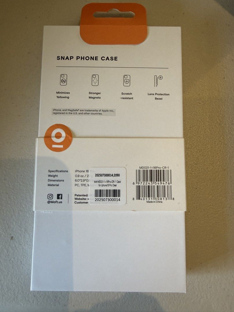 Moft Iphone 16 Pro Case (Category: Cases & Sleeves) located in Manila. Submitted by srhbcl (Listing ID 1428732809, Image 1). Description: Moft Snap Clear Case Compatible with Mag safe Bought at Urban Gadgets Mall Of Asia Scratch Resistant Bare Iphone feel Shipping via lalamove (shoulder of buyer) Negotiable.