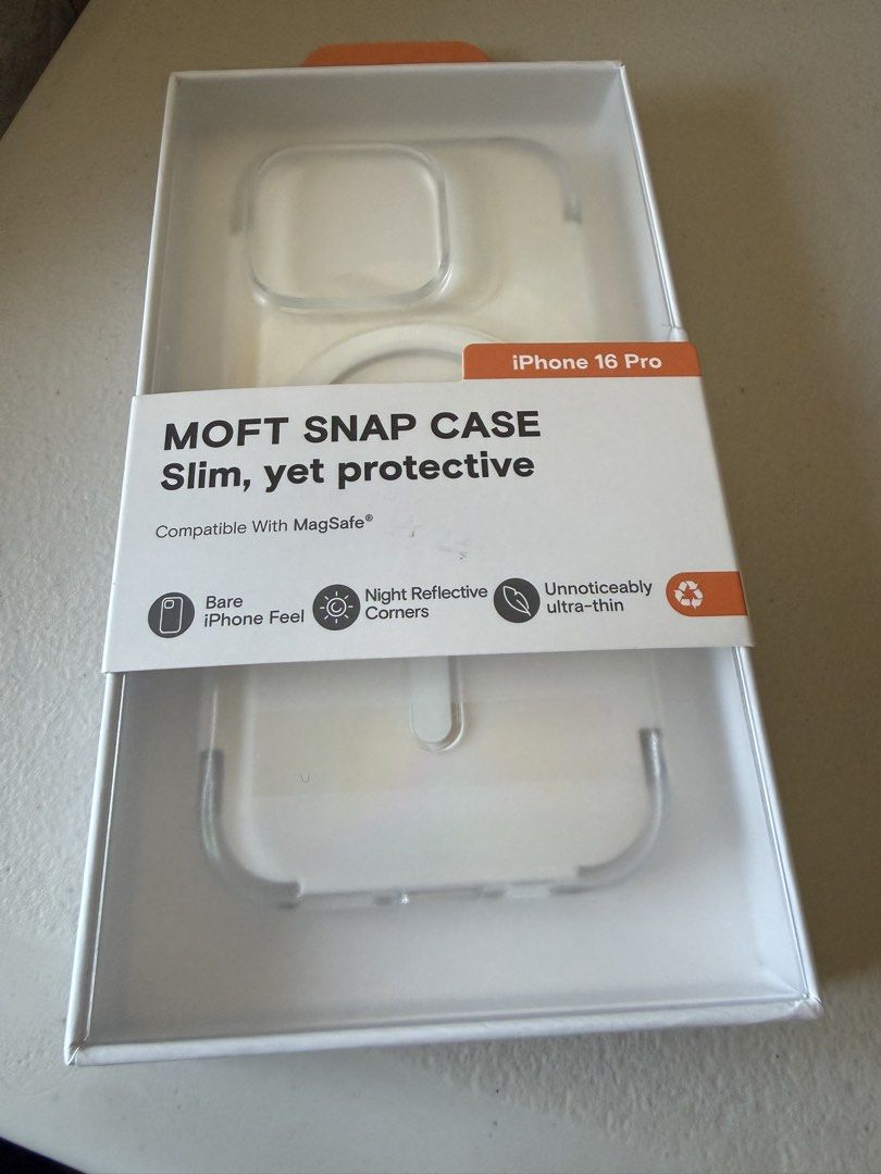 Moft Iphone 16 Pro Case (Category: Cases & Sleeves) located in Manila. Submitted by srhbcl (Listing ID 1428732809, Image 3). Description: Moft Snap Clear Case Compatible with Mag safe Bought at Urban Gadgets Mall Of Asia Scratch Resistant Bare Iphone feel Shipping via lalamove (shoulder of buyer) Negotiable.