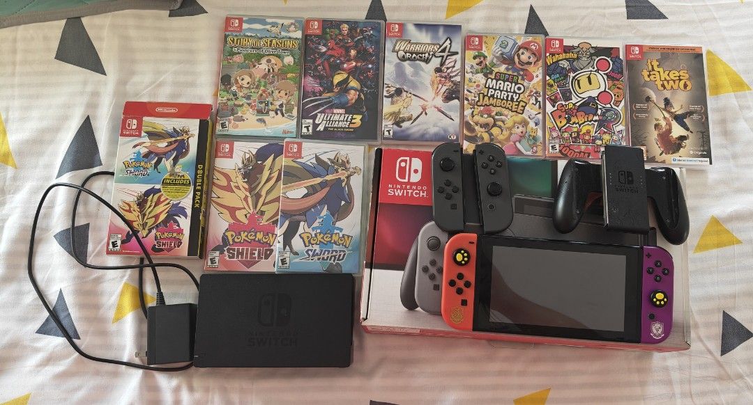Nintendo Switch Console with Games (Category: Nintendo) located in Manila. Submitted by benachua123 (Listing ID 1428619007, Image 1). Description: nintendo switch what you see is what you get all in the picture are included switch 1 plus switch games. rfs: quitting.