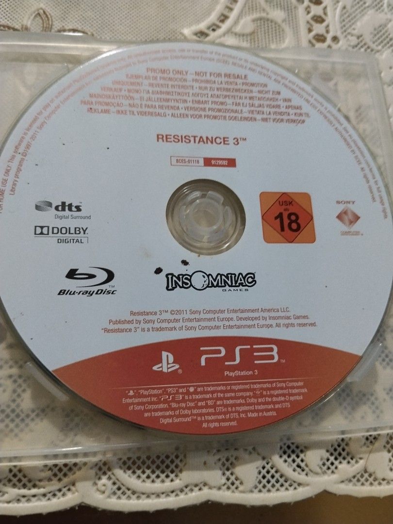 Resistance 3 ps3 (Category: PlayStation) located in Manila. Submitted by cruzivanpatrick (Listing ID 1428648726, Image 1). Description: ps3 game loose full game replacement case lng kasama tested working ps3 super slim and slim pm meet up lrt 1 abad santos station deliver kayo mag book g cash shipping payment first jrs and lbc only thanks check rating and feedback salamat po.