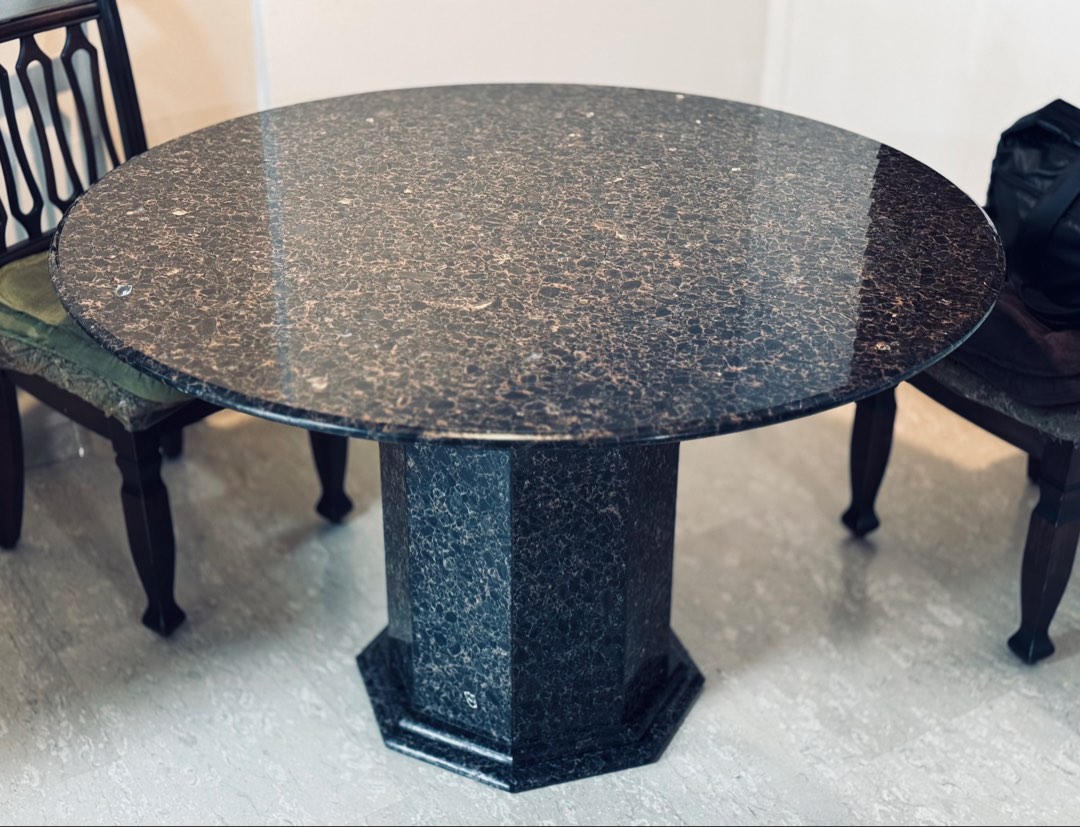 Table Granite Ronde Round Granite Dining Table, Furniture & Home Living, Furniture, Tables ...