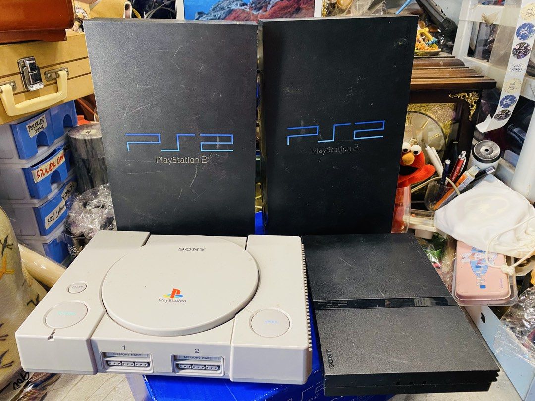 Sony PlayStation 2 & PlayStation 1 Consoles (Category: PlayStation) located in Bacolod City. Submitted by jeffreyhue19895 (Listing ID 1428665497, Image 1). Description: Play Station 1 & 2 Japan🇯🇵 Working & may power lahat na units Inclusion below: 1 unit ps2 slim 2 PS2 1 PS1 Dual Shock 3 original power cord 3 original av cable 3 memory card ₱5,500 for Take all.