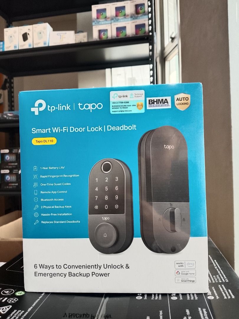 TP-Link Tapo DL110 Smart WiFi Passcode / Fingerprint Door Lock (Category: Security Systems & CCTV Cameras) located in Pasig City. Submitted by technofuseofficial (Listing ID 1428672793, Image 1). Description: TP-Link Tapo DL110 Smart WiFi Passcode / Fingerprint Door Lock Brand New and Original Items Store Location: 4F Unit 402, 604 Shaw Boulevard, Barangay Kapitolyo, Pasig City Same Day Delivery: - Lalamove delivery within Metro Manila - For walk