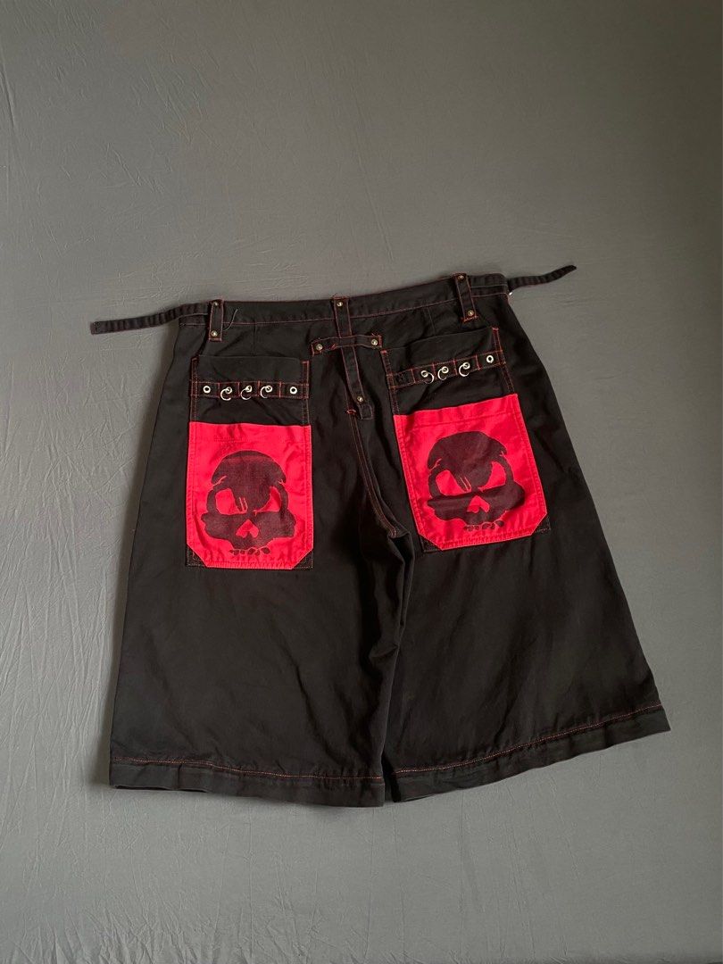 Vintage Tripp Nyc Skull Punk Emo Baggy Long Jorts, Men's Fashion ...