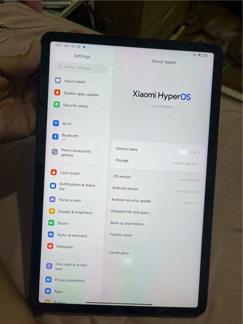 Xiaomi Pad 5 - 256 gb ROM (Category: Others) located in Quezon City. Submitted by my_melodie0_0 (Listing ID 1428791549, Image 3). Description: Xiaomi Pad 5 - Storage & RAM: 6GB RAM + 256GB - Processor: Qualcomm® Snapdragon™ 860 (7nm). - Display: 11-inch WQHD+ (2560 x 1600) IPS LCD, 120Hz refresh rate, 10-bit color, Dolby Vision, 500 nits. - Battery: 8720mAh battery - Camera: 13 MP Rear (4K/30fps), 8 MP Front (1080p/30fps). - Audio: Quad speakers,