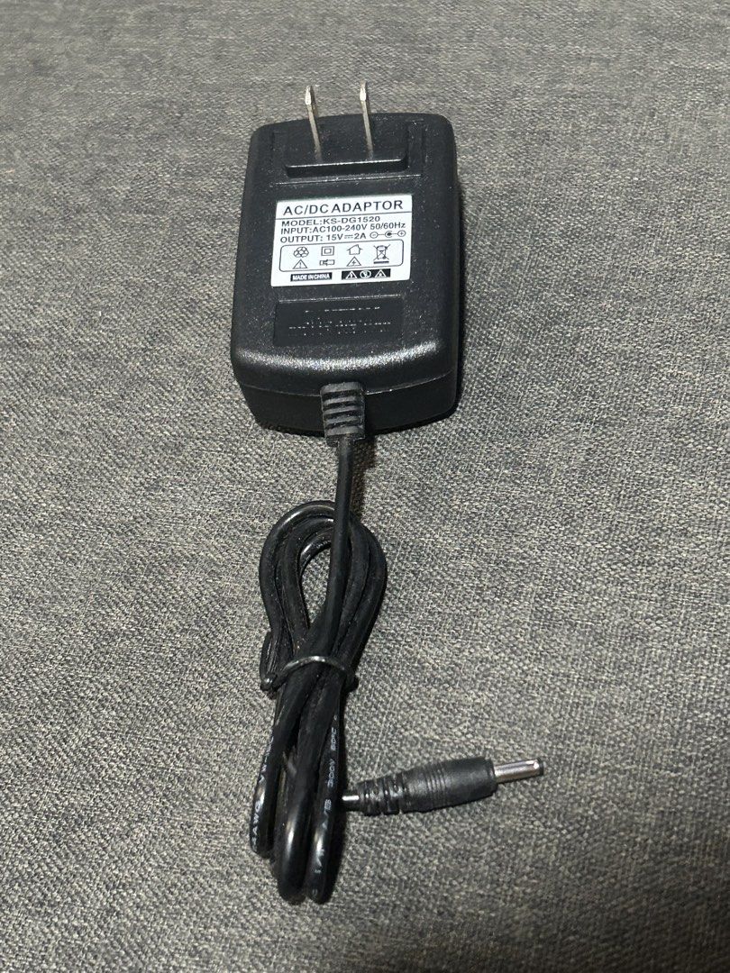 15V2A Power Adapter Speaker Audio/Scanner Charging Cable Universal (Category: Chargers & Cables) located in General Trias. Submitted by aprilocampo0412 (Listing ID 1428886518, Image 1). Description: 15V2A Power Adapter Speaker Audio/Scanner Charging Cable Universal 1.5A/1A.