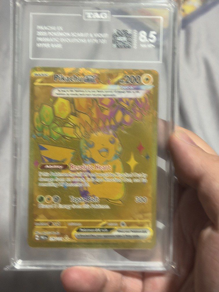 2025 Pikachu Prismatic Hyper Rare Gold 179/131 PSA Tag 8.5, Hobbies ...