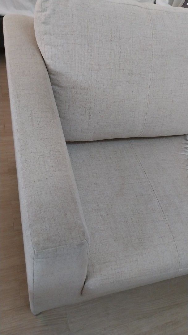 2-Seater Sofa with Fur Throw (Category: Sofas) located in Manila. Submitted by nyeragiti (Listing ID 1428831524, Image 3). Description: mandaue home 2 seater sofa. slightly used and in excellent condition, except the slight burn caused by blower. with 4 removable and washable pillows. .