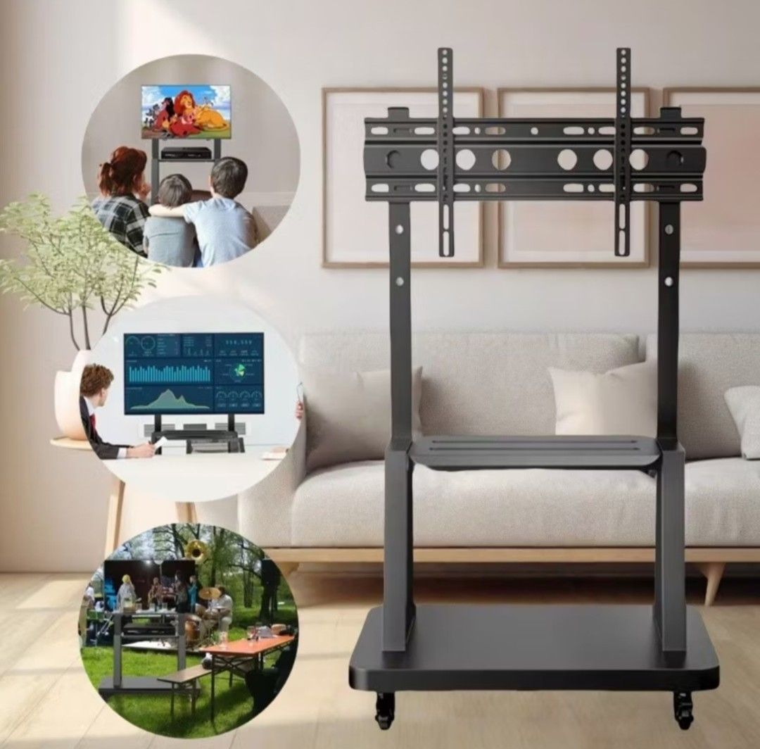 Adjustable TV Monitor Stand with Wheels | Mobile TV Stand Height ...