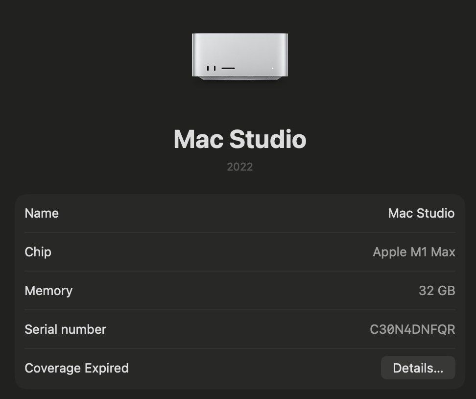 Apple Mac Studio M1 Max 32GB RAM 1TB SSD411556046596352001