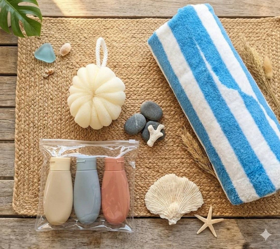 Bath Essentials Set (Towel,Loofah,Travel Bottle) (Category: Bath) located in Quezon City. Submitted by floreskari78555 (Listing ID 1428937735, Image 2). Description: Ready for some Vitamin Sea? 🌊☀️ Make a splash this summer with our ultimate Bath Essentials Set! Whether you're curating the perfect summer PR kit, searching for a standout corporate giveaway, or putting together a beach retreat package, this bundle brings the vacation vibes straigh