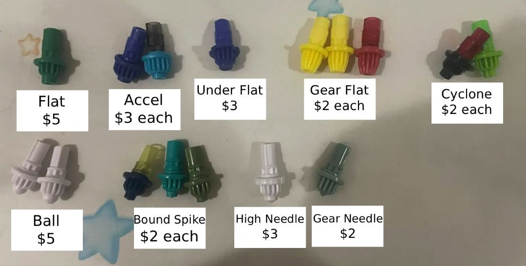 Beyblade X Selling Bits Ball, Accel, Flat, Gear Needle, High Needle ...