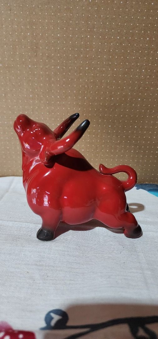 Ceramic red bull (Category: Other Home Decor) located in Baguio. Submitted by coffeesilvershadow_28 (Listing ID 1428940250, Image 1). Description: - From HK box- second-hand - Good condition - 12*7*10 cm - Baguio dropping - Jnt shipping- Payment first plus sf before shipping.