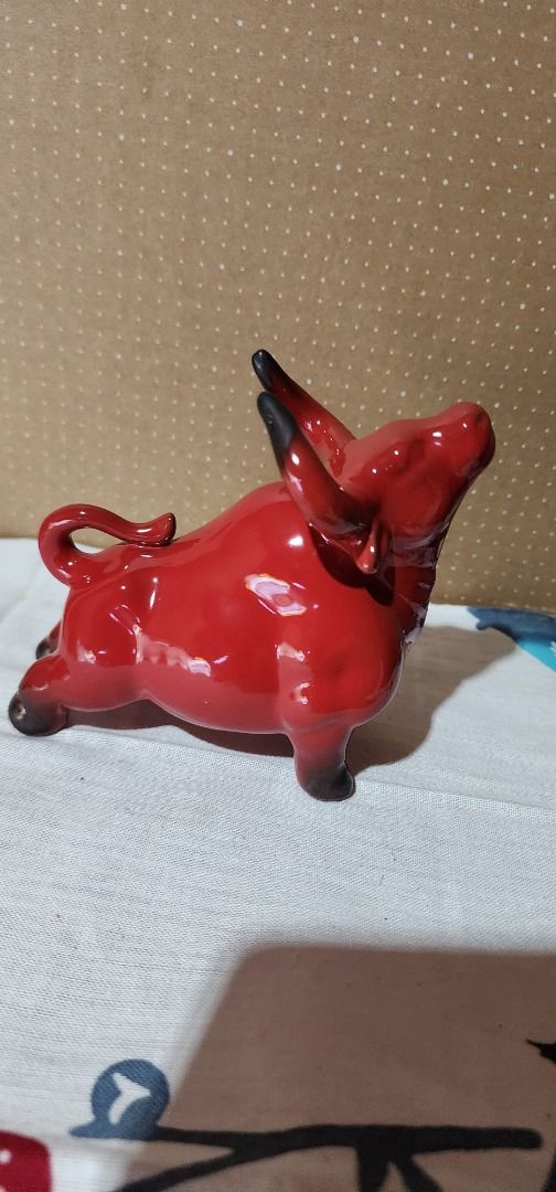Ceramic red bull (Category: Other Home Decor) located in Baguio. Submitted by coffeesilvershadow_28 (Listing ID 1428940250, Image 3). Description: - From HK box- second-hand - Good condition - 12*7*10 cm - Baguio dropping - Jnt shipping- Payment first plus sf before shipping.