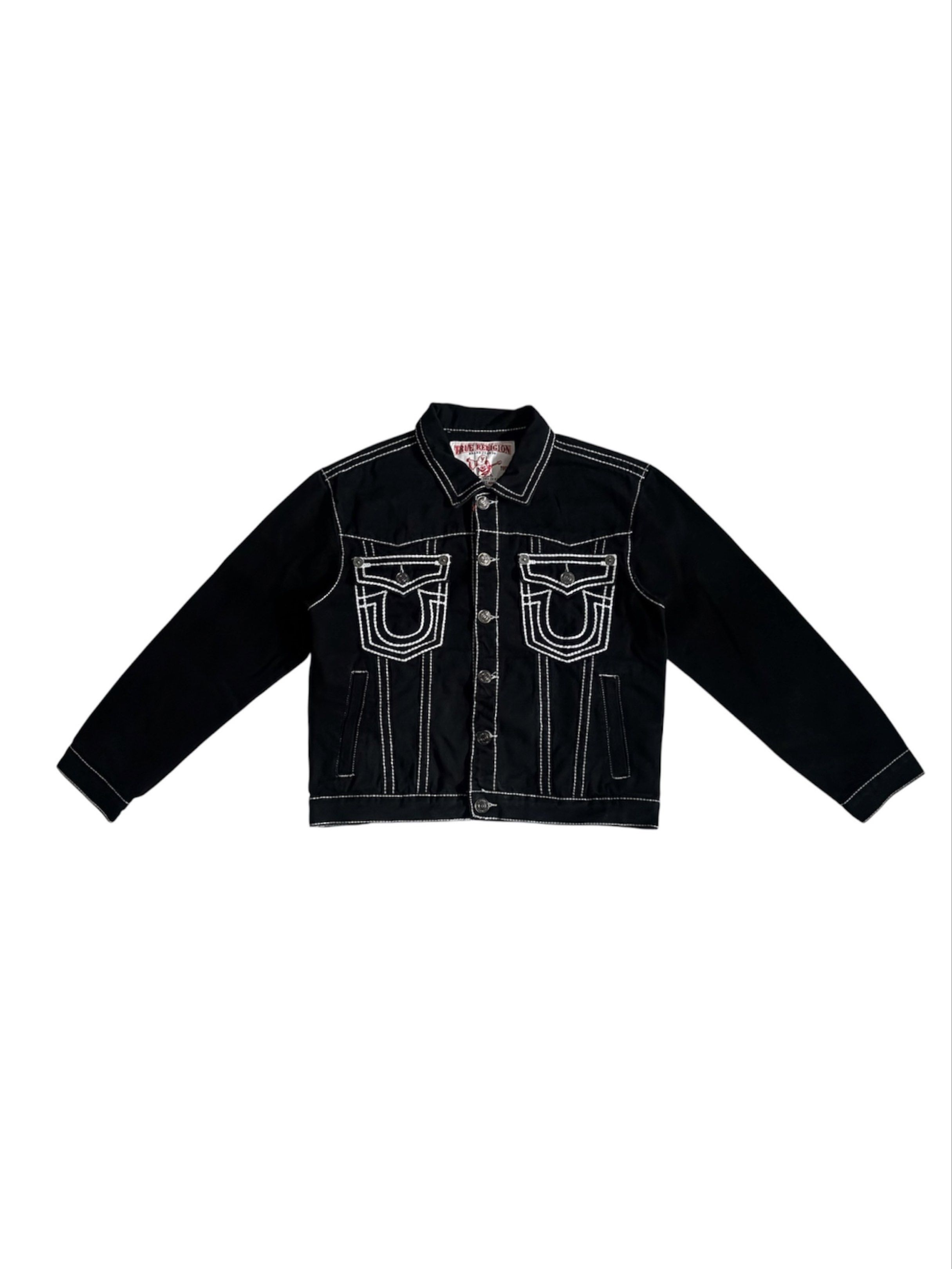 Denim Jacket (Category: Coats, Jackets and Outerwear) located in Candelaria. Submitted by drizzy.fitz.ph (Listing ID 1428807684, Image 1). Description: True Religion Denim Jacket SIZE: LARGE (24 x 26).