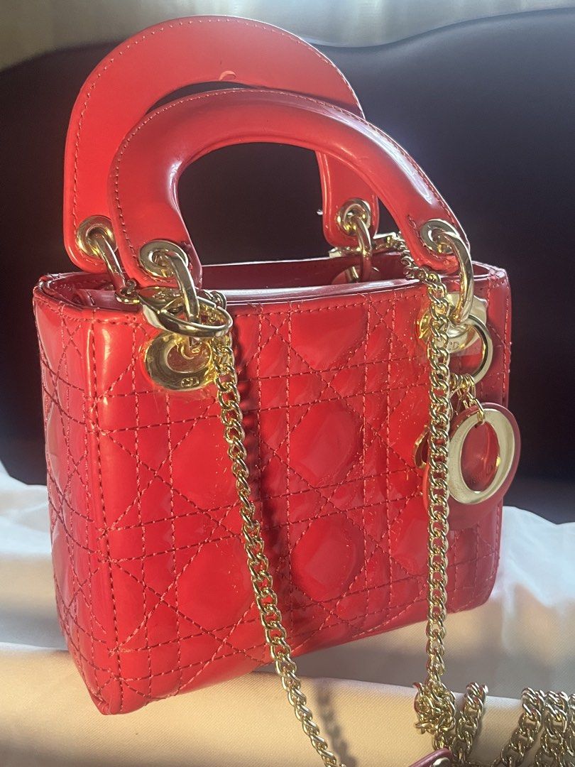 Dior Lady Dior Mini Bag Red (Category: Luxury Bags & Wallets) located in Quezon City. Submitted by charitydonations (Listing ID 1428877667, Image 3). Description: Good condition still have the dustbag and card @uth not guaranteed.