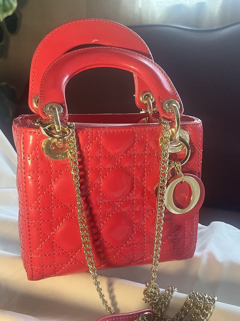 Dior Lady Dior Mini Bag Red (Category: Luxury Bags & Wallets) located in Quezon City. Submitted by charitydonations (Listing ID 1428877667, Image 1). Description: Good condition still have the dustbag and card @uth not guaranteed.