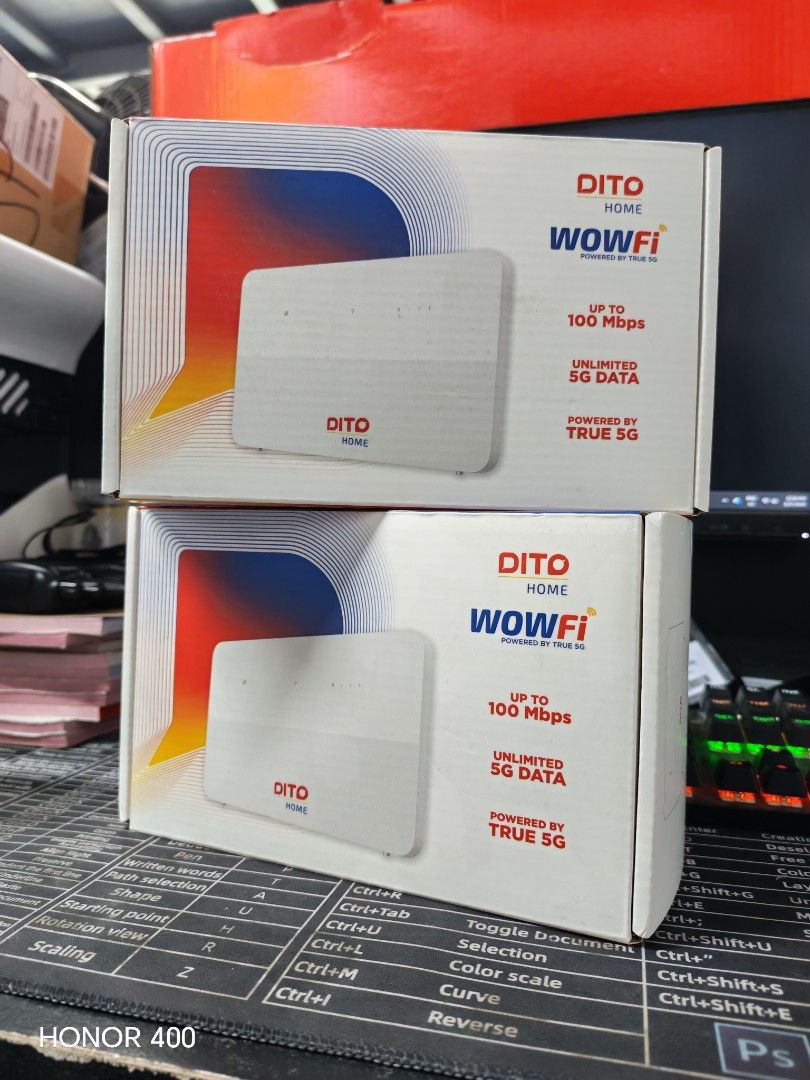 DITO Home WoWFi Router (Category: Networking) located in Taguig. Submitted by rm.itech051523 (Listing ID 1428849649, Image 1). Description: DITO Home WoWFi router. Offers up to 100 Mbps speed and unlimited 5G data. Powered by True 5G. The router is in its original packaging..