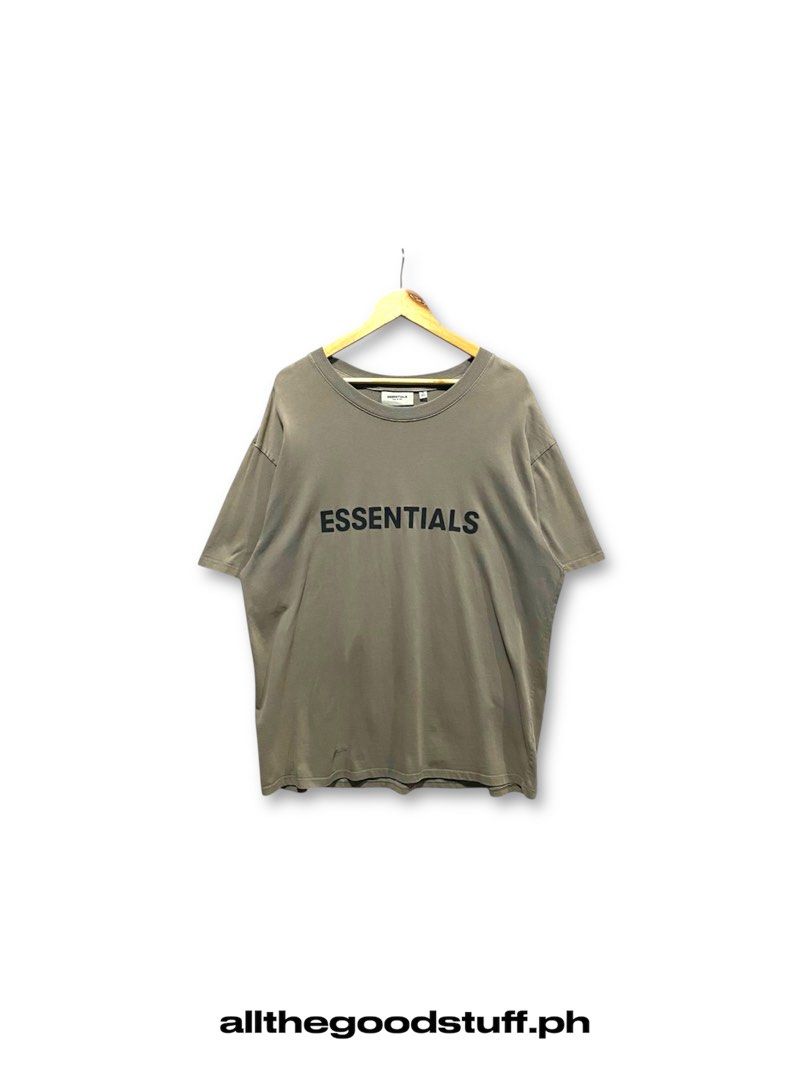 Essentials Fear of God T-shirt (Category: Tshirts & Polo Shirts ) located in Angeles City. Submitted by atgs.ph (Listing ID 1428979145, Image 1). Description: | Essentials Script Tee #3826-03 Condition: Excellent Color/Ratings: Khaki (9/10) Size: L-XL Dimensions: 23x29 Issue: Minor Dot Stains (See last photos) ----------------------------- Price: 400 (+sf) ⚠️ M O R E D E T A I L S ⚠️ Complete tags, High quality materials, Heavycotton, Rubber Prin