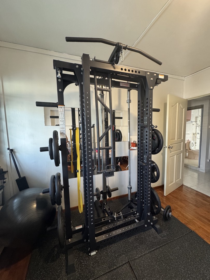 Foldable Home Gym — Full Set | HDB-Friendly | Rack + Bar + Plates ...