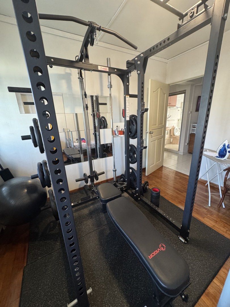 Foldable Home Gym — Full Set | HDB-Friendly | Rack + Bar + Plates ...