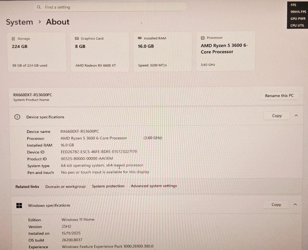 Gaming PC - AMD Ryzen 5 3600, RX 6600 XT411556048526397447