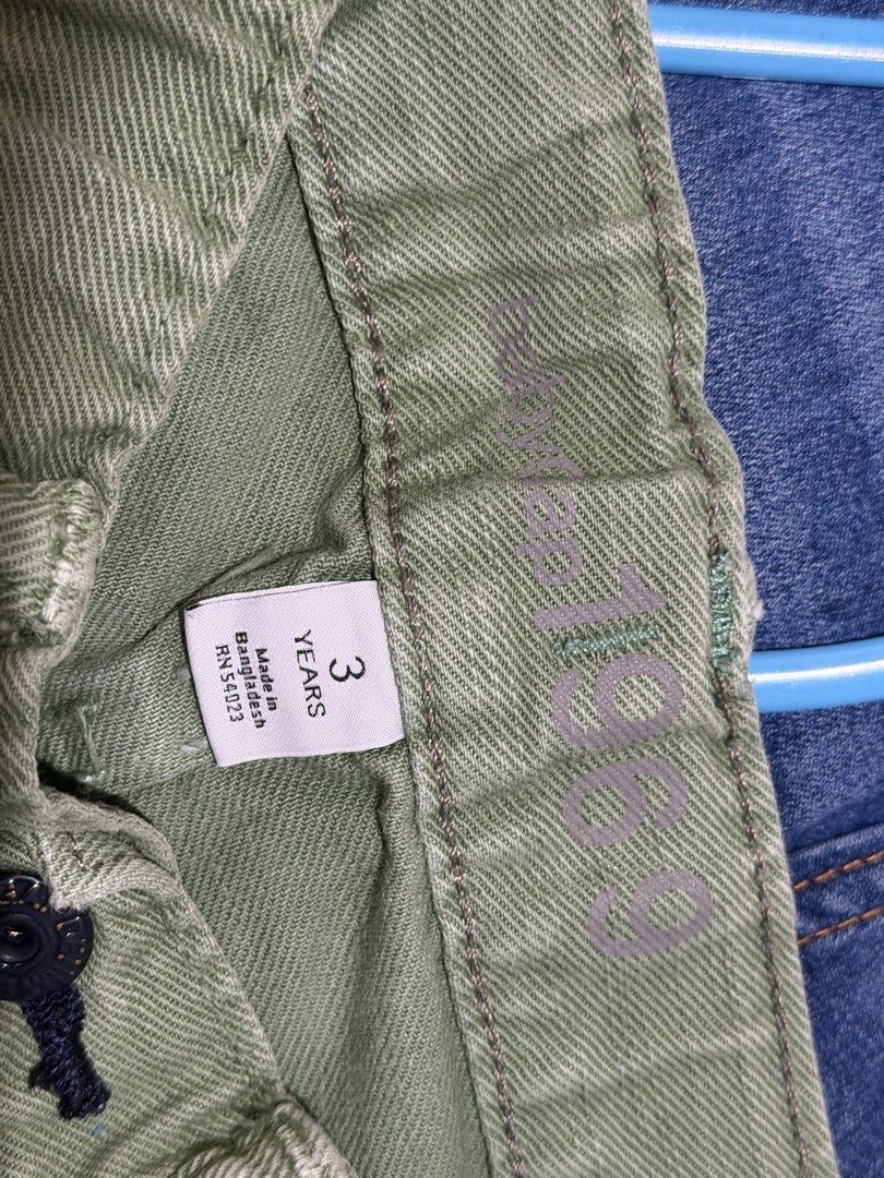 GAP Sage Green Denim Pants for Kids (Category: Babies & Kids Fashion) located in Pasig City. Submitted by ashoptoremember (Listing ID 1428966721, Image 3). Description: Brand: GAP Size: 3T RFS: Outgrown Location: Rosario, Pasig.