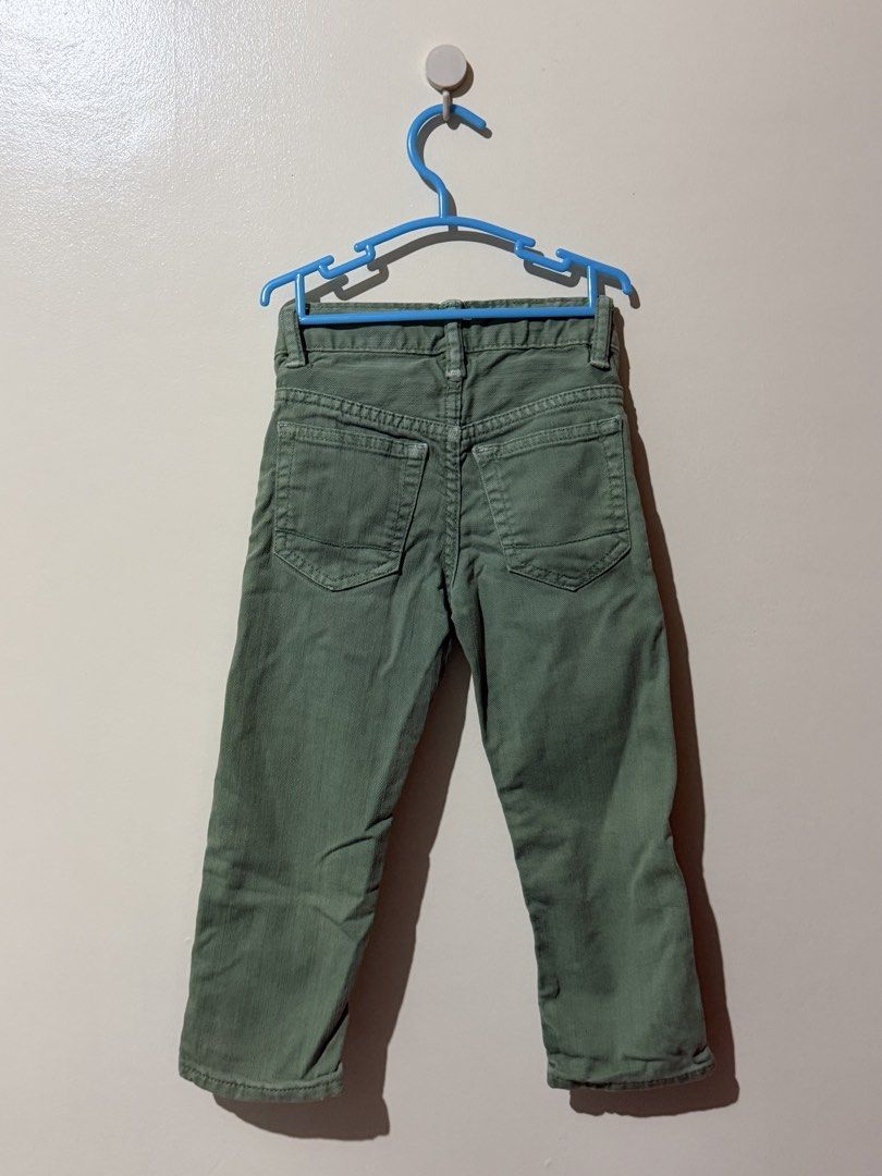 GAP Sage Green Denim Pants for Kids (Category: Babies & Kids Fashion) located in Pasig City. Submitted by ashoptoremember (Listing ID 1428966721, Image 2). Description: Brand: GAP Size: 3T RFS: Outgrown Location: Rosario, Pasig.