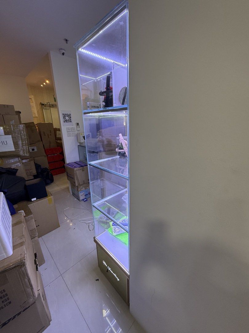 Glass Display Cabinet with LED Lighting, Furniture & Home Living ...