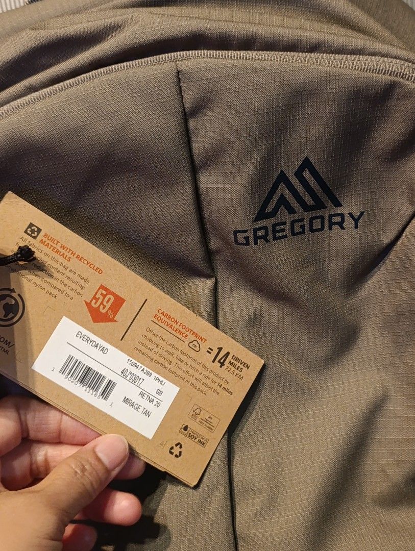 Gregory Retna 20 Backpack - Mirage Tan (Category: Backpacks) located in Manila. Submitted by yunicool (Listing ID 1428920533, Image 3). Description: Gregory Backpack – Brand New with Tag! 💰 Original Price: ₱7,790 💸 Selling Price: ₱5,000 only (save ₱2,790!) ✨ Details: Brand new with tag 🎨 Color: Mirage Tan (neutral brown/khaki tone – madaling i-match) 💪 Durable and high-quality material 🎒 Comfortable padded straps 📦 Spacious main compartment