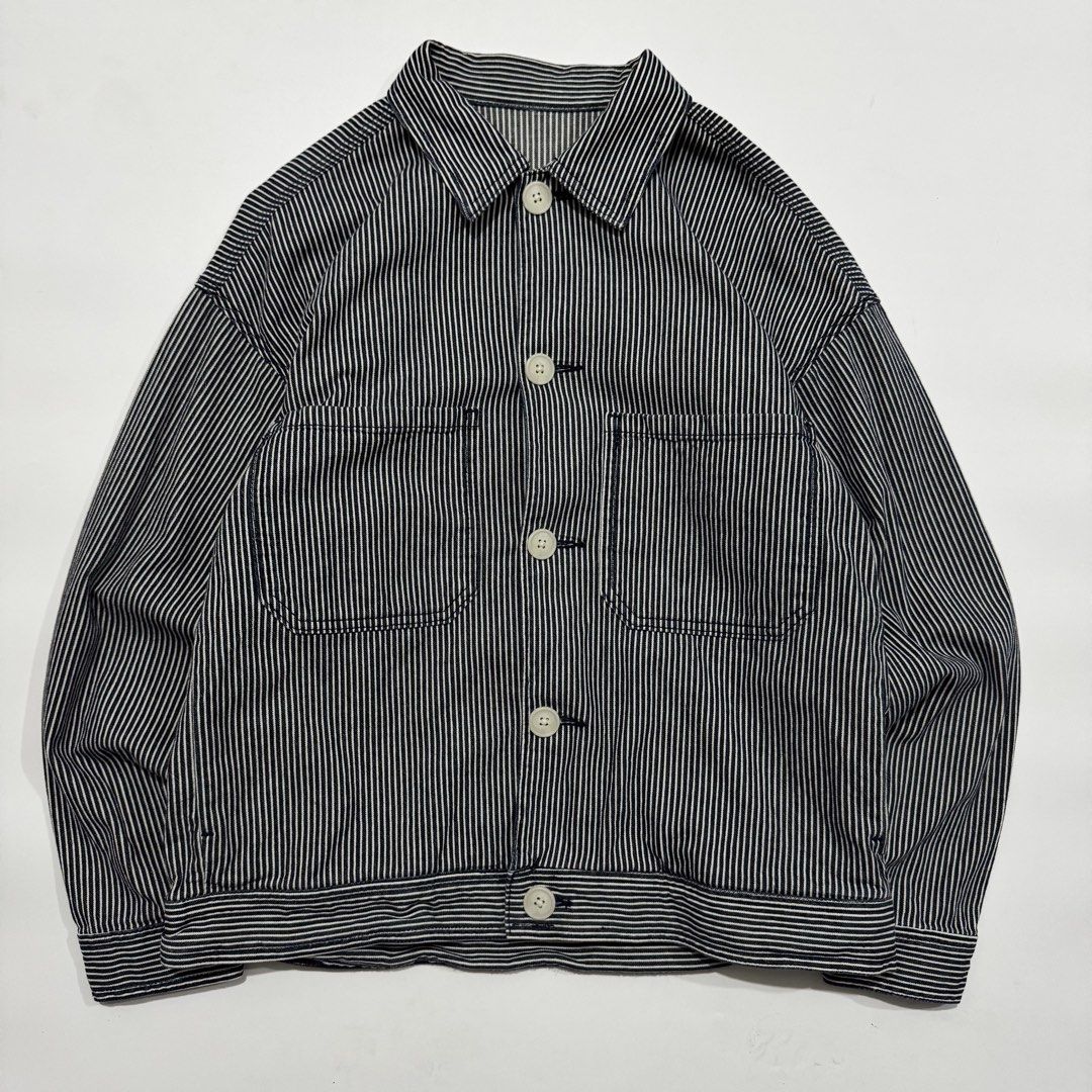 GU Japan Hickory Pinstripe Chef Jacket (Category: Coats, Jackets and Outerwear) located in Santa Cruz. Submitted by bigsteppa.tiger (Listing ID 1428938144, Image 1). Description: GU Japan Hickory Pinstripe Chef Jacket Good as new Width - 21 Length - 25 .