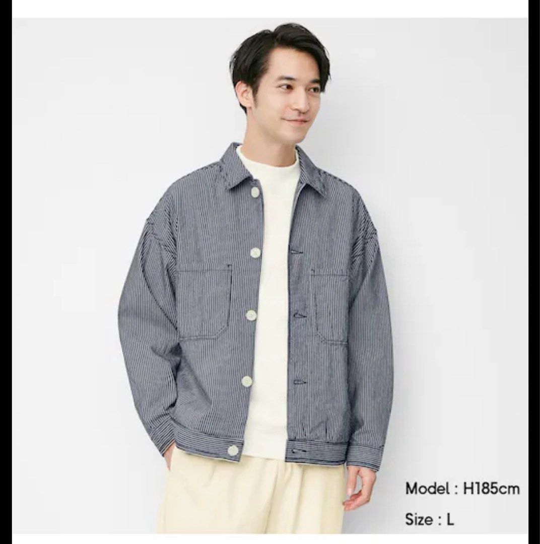 GU Japan Hickory Pinstripe Chef Jacket (Category: Coats, Jackets and Outerwear) located in Santa Cruz. Submitted by bigsteppa.tiger (Listing ID 1428938144, Image 2). Description: GU Japan Hickory Pinstripe Chef Jacket Good as new Width - 21 Length - 25 .