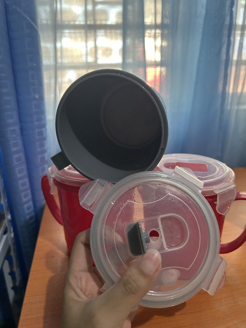 Insulated Airtight Plastic Mug with Locking Lid (Category: Coffee & Tea Tableware) located in Manila. Submitted by its_airra (Listing ID 1428839958, Image 2). Description: ✧.* DECLUTTERING: EVERYTHING HAS TO GO ✧.* AVAILABLE: - 1 RED - 1 GRAY 120 pesos EACH TAKE ALL 3 FOR 300 Pesos MOP (QR): GCASH | GOTYME | SEABANK | RCBC | BPI MOD: - Same Day within Manila: Lalamove | Angkas | Moveit | Grab - Meet ups: Circuit Makati (Saturdays ONLY) - J&T.