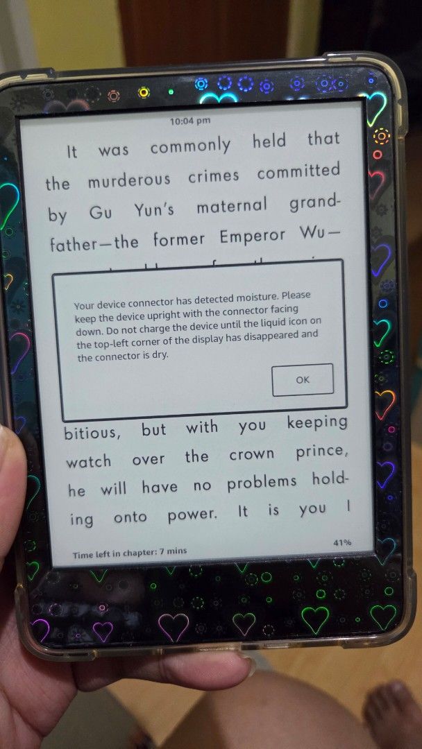 Kindle Basic 2022 Black 16GB (Category: E-Readers) located in Quezon City. Submitted by pattyspoint1216 (Listing ID 1428942326, Image 3). Description: FOR SALE: Kindle Basic 2022 Black With matte screen protector installed (since day 1) With kindle skin installed Free 2 case and moko strap With original cord Issues: Moisture detected sa charging port. Nag-chacharge lang pag nirestart or na-battery drain Sticker residue due to kindle skin Pickup a