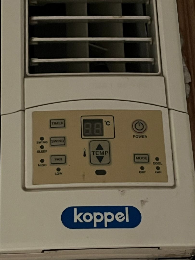 Koppel Window Type Air Conditioner (Category: Air Conditioning and Heating) located in General Trias. Submitted by .janshop (Listing ID 1428837028, Image 2). Description: 📍Bought years ago 📍Fully functional! 📍Selling for a very low price already Brand: Koppel Model: KWR-09R4 Type: Window Type Air Conditioner Cooling Capacity: 9,000 Btu/h (approx. 1.0 HP) Rated Input: 910 W Rated Current: 4.1 A EER: 10.4 Power Source: 220-230V~60Hz, 1Ph Refrige