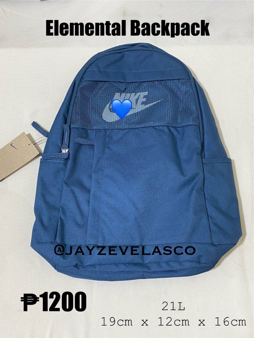 Nike Elemental Backpack 21L (Category: Backpacks) located in Marikina City. Submitted by jayzevelasco (Listing ID 1428873978, Image 1). Description: Message me if interested ORIGINAL BRAND NEW ORIGINAL BRAND NEW 📍Marikina loc.